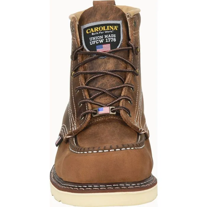 Carolina Men's AMP USA Made 6" Moc Toe Wedge Work Boot Brown - CA7011