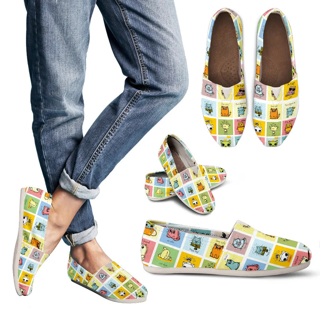 Cartoon Cat Women's Casual Canvas Shoes