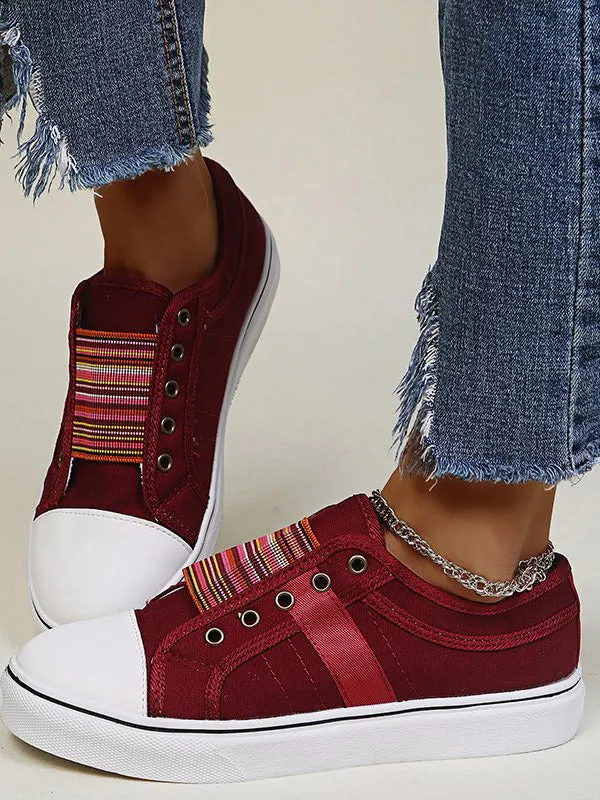 Casual Band Slip-On Canvas Sneakers