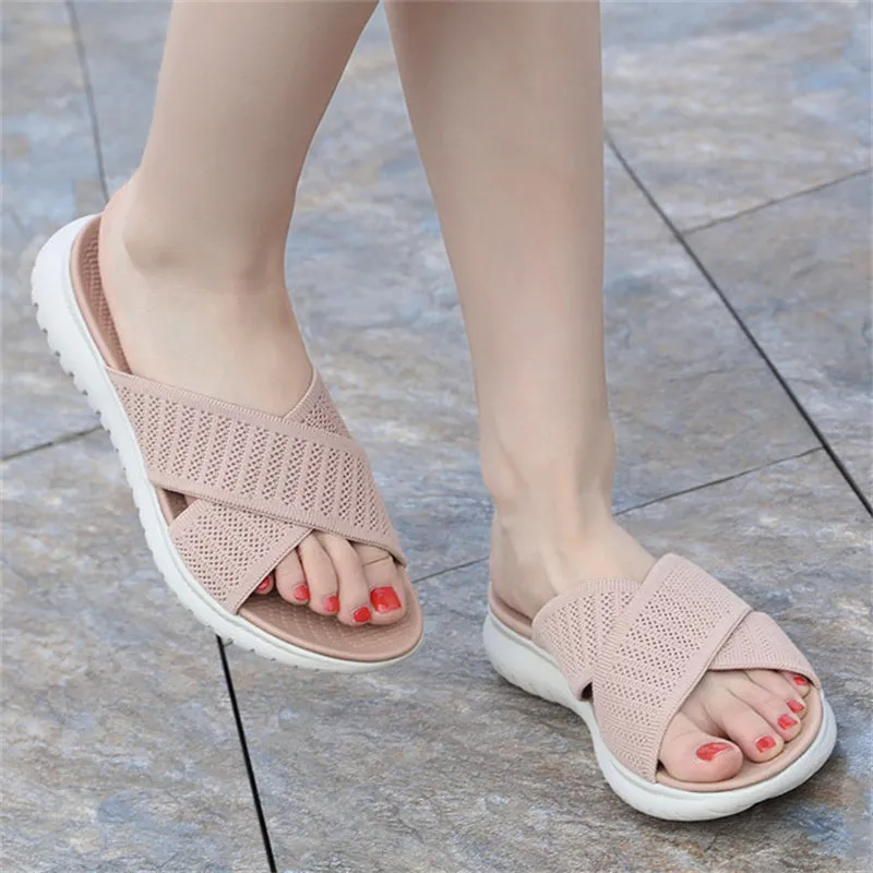 Casual Comfy Plus Size Flat Open Toe Female Summer Slippers