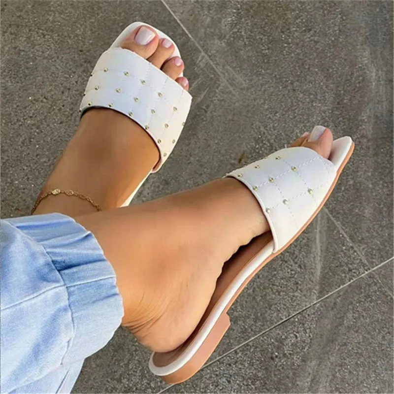 Casual Flat Heel Solid Color Open Toe Slippers