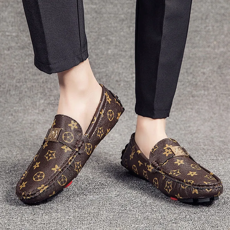 Casual Shoes Men's Breathable Driving shoes Leather Loafers Fashion Peas Shoes Low Moccasins Non-slip Walking Shoes Boat Shoes