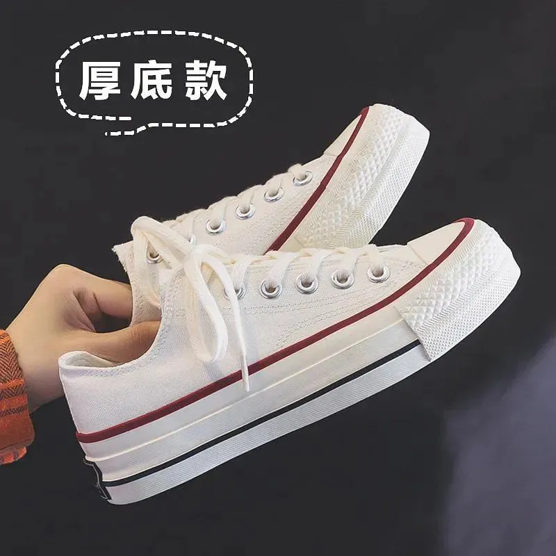Casual Shoes Women Flat  Round Toe Sports Wedge Autumn Shallow Mouth Small White