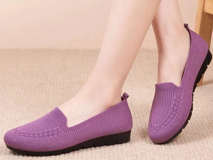 Casual Shoes Women's Mesh Breathable Slip On Flat Ladies Loafers Comfortable Lightweight Sneaker Socks Women