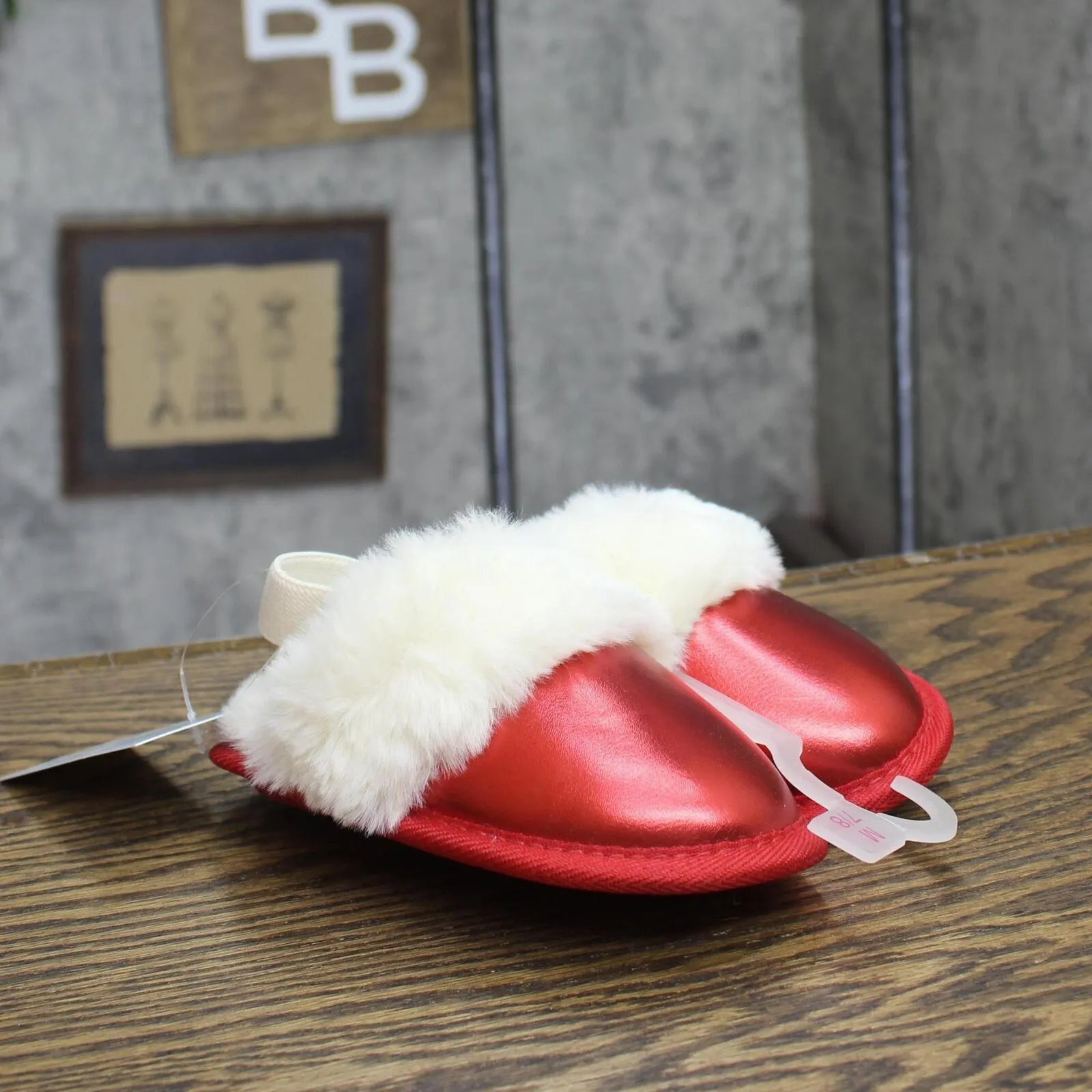 Cat & Jack Toddler Girls Boys Lila Metallic Scuff Slippers Red M (7T-8T)