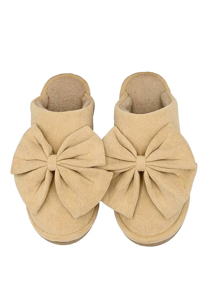 C.C Faux Suede Bow Slippers: Black