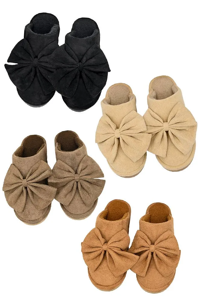 C.C Faux Suede Bow Slippers: Black