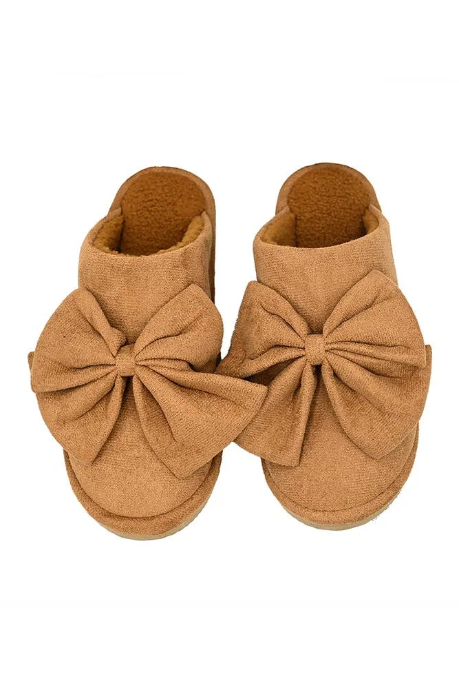 C.C Faux Suede Bow Slippers: Black
