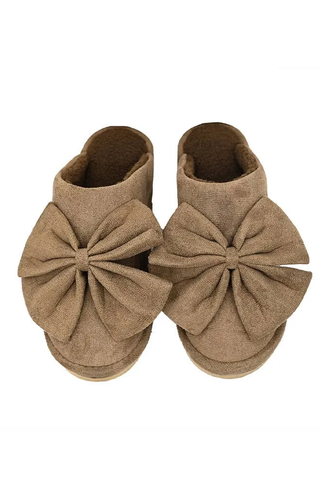 C.C Faux Suede Bow Slippers: Black
