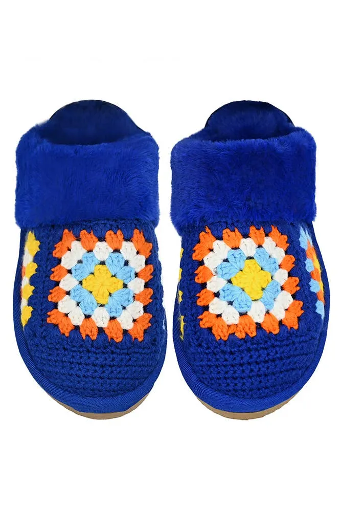 C.C Multi Color Crochet Faux Fur Winter Slippers