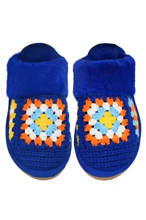 C.C Multi Color Crochet Faux Fur Winter Slippers