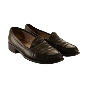 Chanel Black Logo Loafers