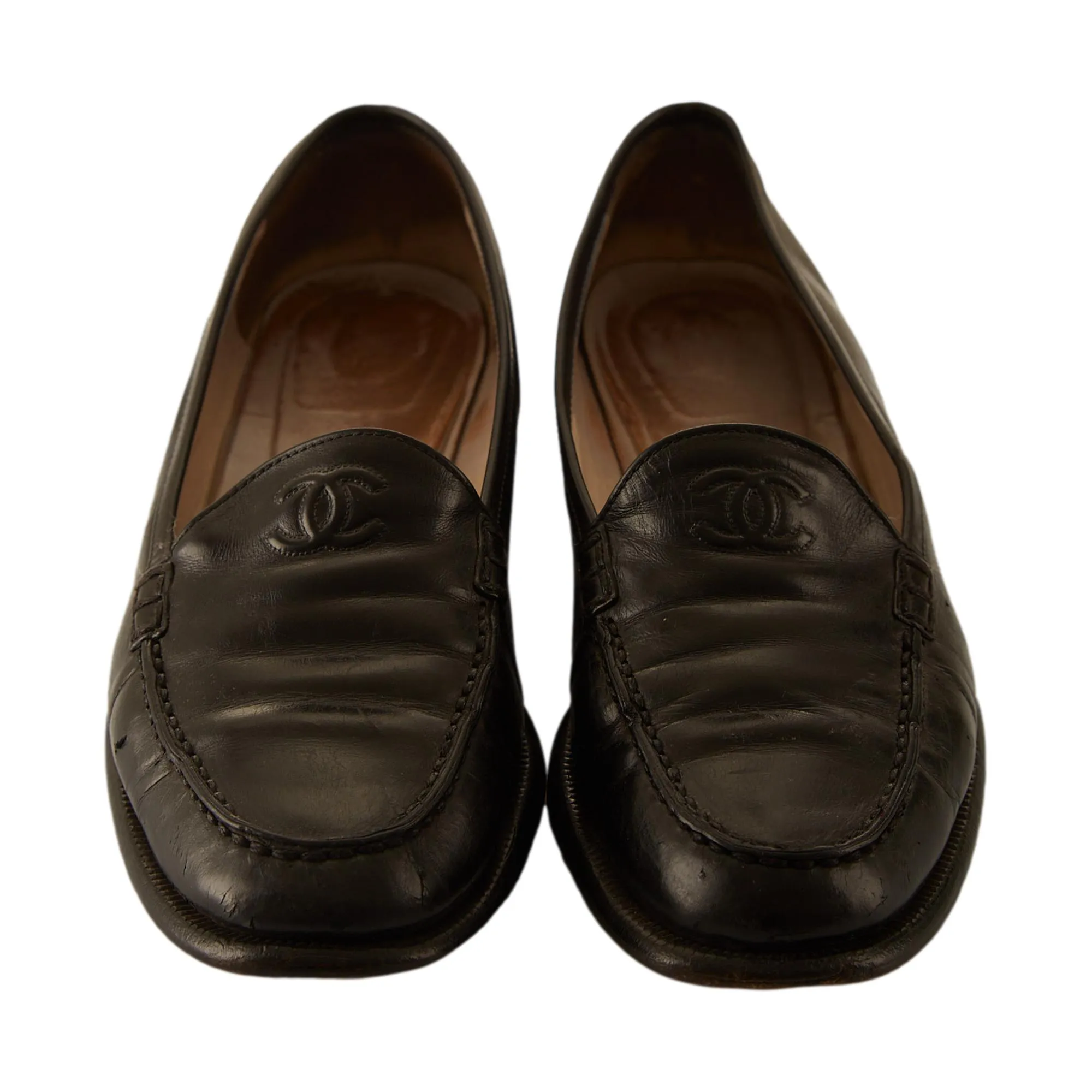 Chanel Black Logo Loafers
