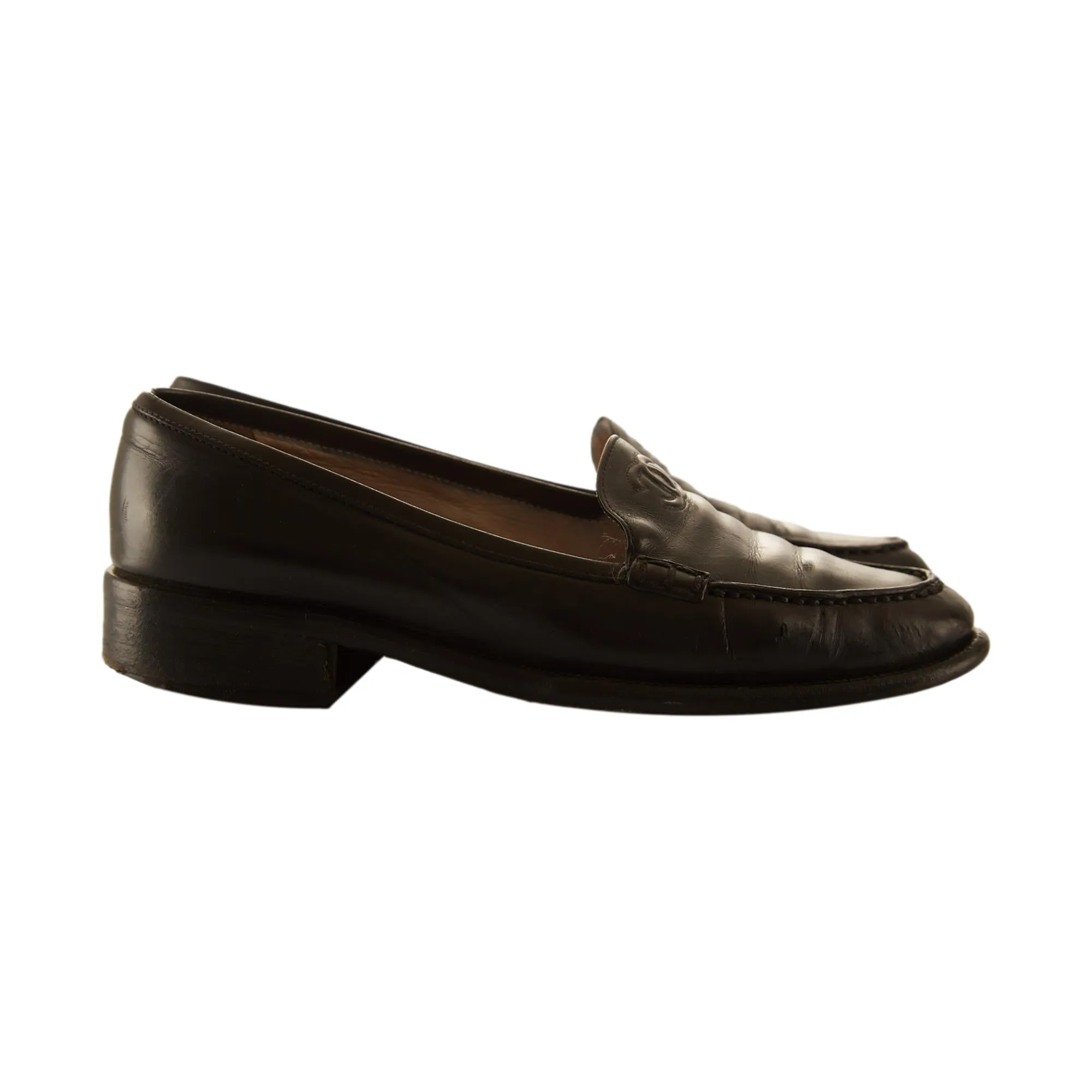 Chanel Black Logo Loafers