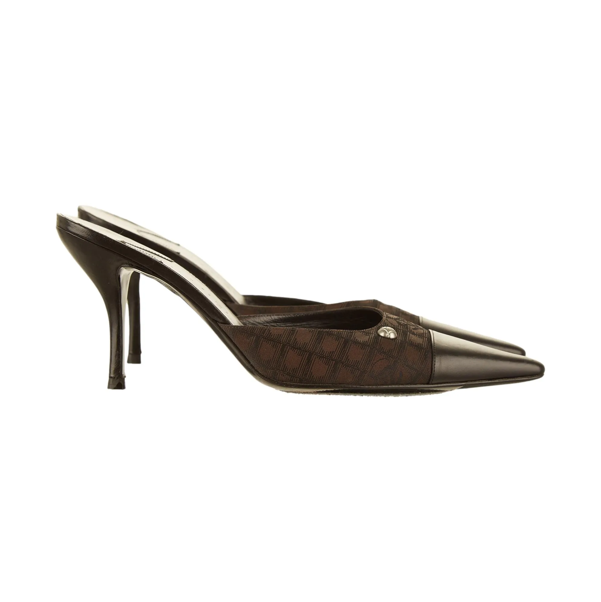 Chanel Brown Canvas Logo Heels