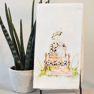 Cheetah Chair with Bunnies Hand Towel