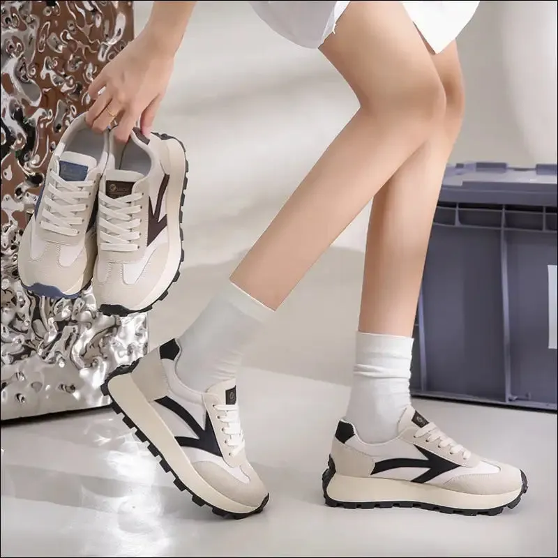 Chic Lace Up Contrast Platform Athletic Shoes