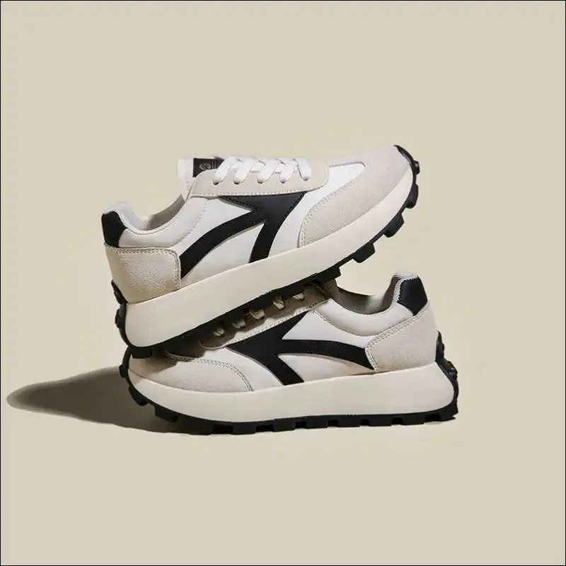 Chic Lace Up Contrast Platform Athletic Shoes