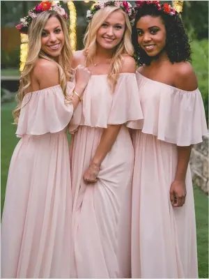 Chiffon Princess Off Shoulder Bridesmaid Dresses