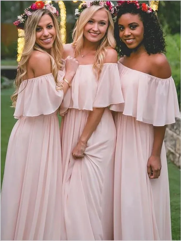 Chiffon Princess Off Shoulder Bridesmaid Dresses