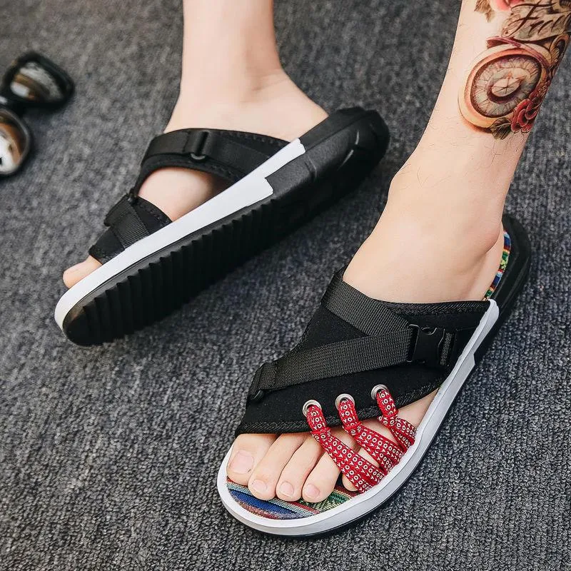 Cloth EVA Bottom Slippers Men's Sandals Men's Trend Beach Shoes Men's Sandals and Slippers Men's Word Drag Tide Slippers Men