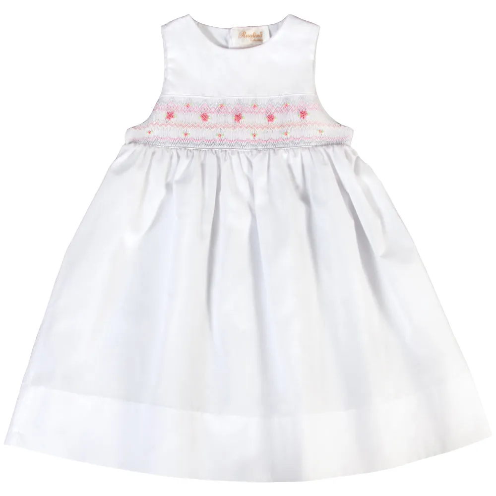 Coastal White Pink English Smocked Sundress