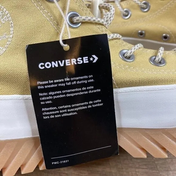 Converse Chuck Taylor All Star Lugged 2.0 Hi Gold Canvas Shoes Womens 6.5 NEW