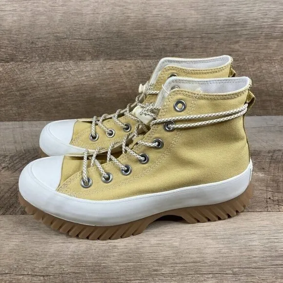 Converse Chuck Taylor All Star Lugged 2.0 Hi Gold Canvas Shoes Womens 6.5 NEW