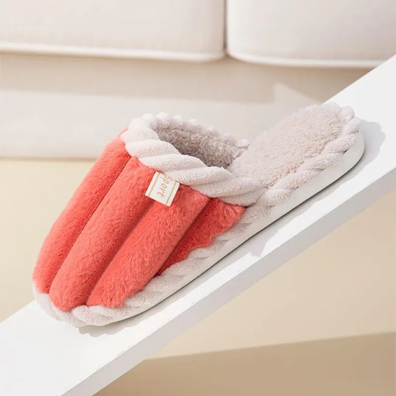 Cotton Slippers Women Thick Bottom Skin-friendly Comfortable Home Silent Floor Slippers Couple Plush Cotton Slippers Men Winter