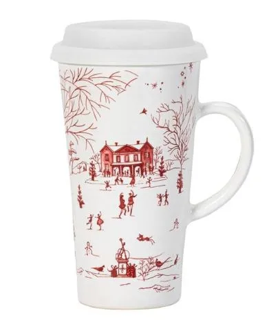 Country Estate Winter Frolic Ruby Travel Mug