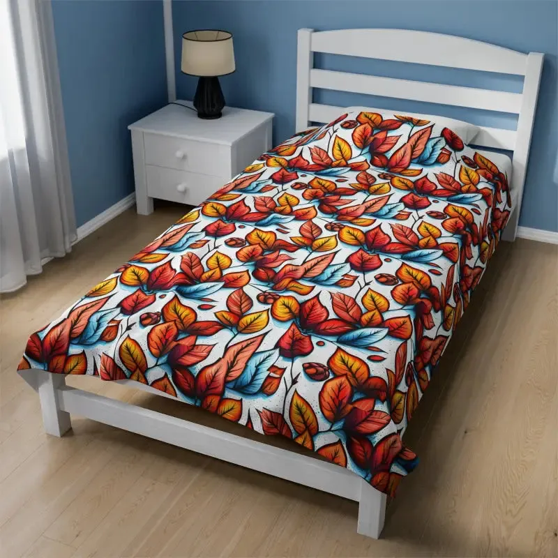 Cozy Up with Luxe Fall Leaves Velveteen Plush Blanket