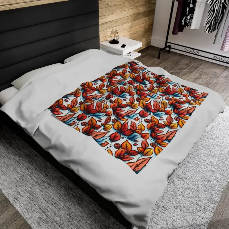 Cozy Up with Luxe Fall Leaves Velveteen Plush Blanket