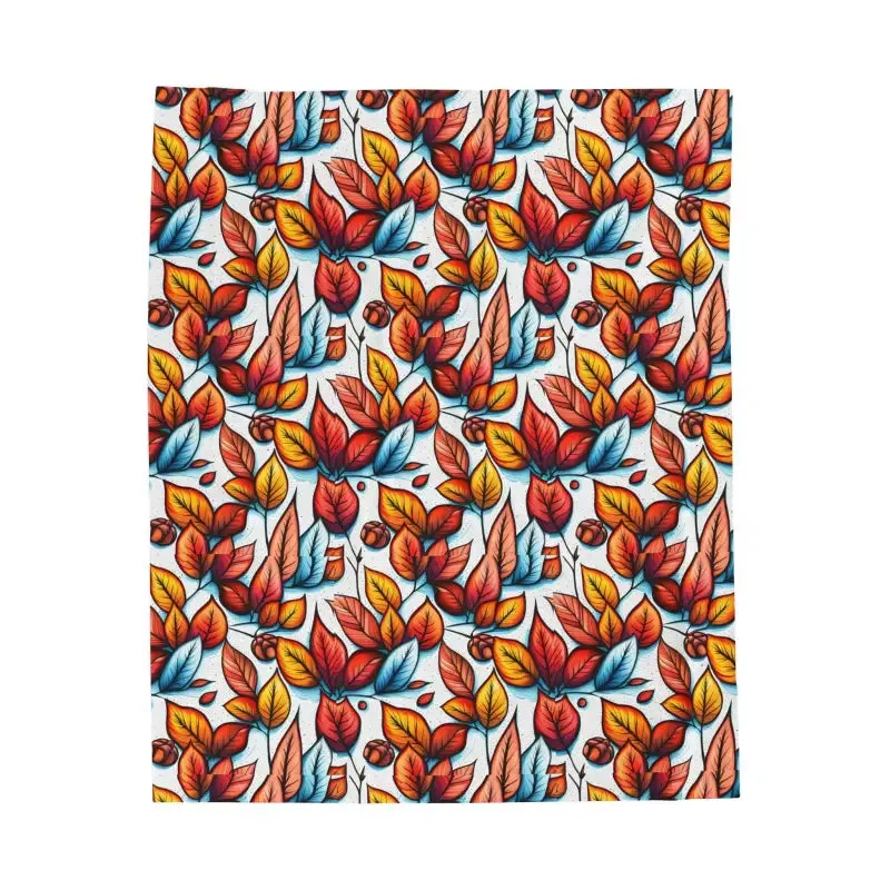 Cozy Up with Luxe Fall Leaves Velveteen Plush Blanket