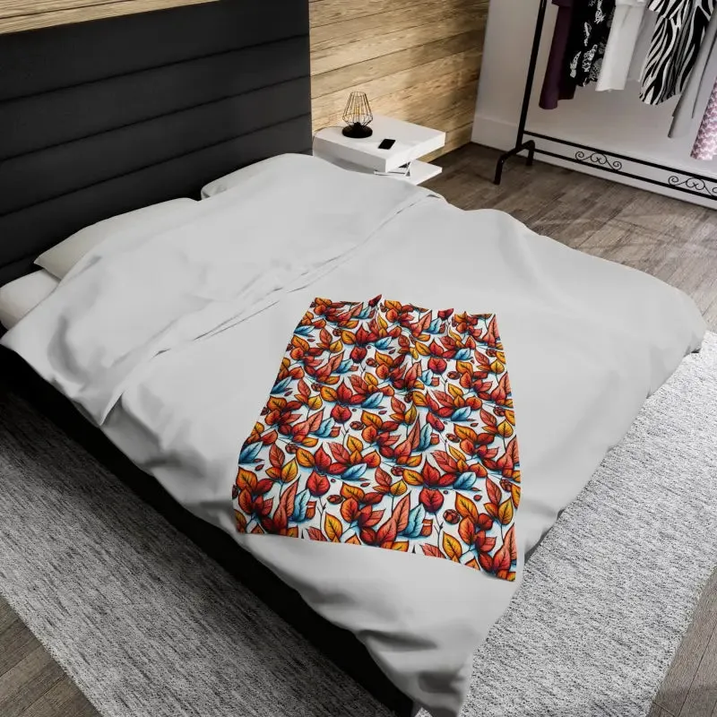 Cozy Up with Luxe Fall Leaves Velveteen Plush Blanket