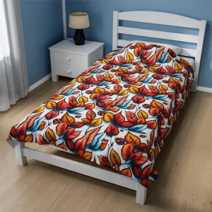 Cozy Up with Luxe Fall Leaves Velveteen Plush Blanket