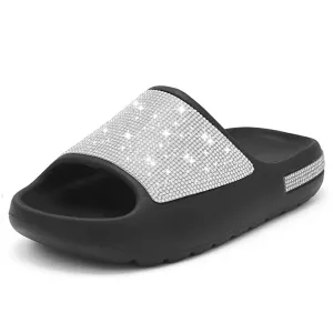 Cute Rhinestone Soft Thick Sole Summer Slides Slippers for Women