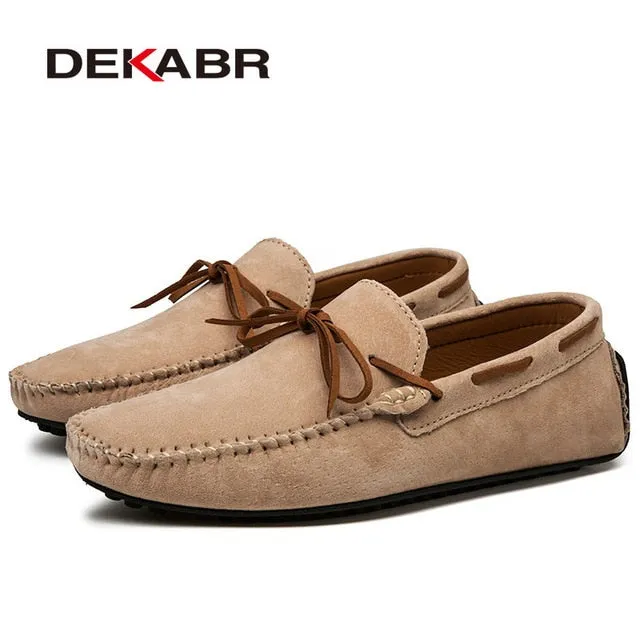 DEKABR Casual Men Genuine Leather Shoes Summer Breathable Green Men's Loafers Leather Shoes Sapato Masculino Zapatos Hombre