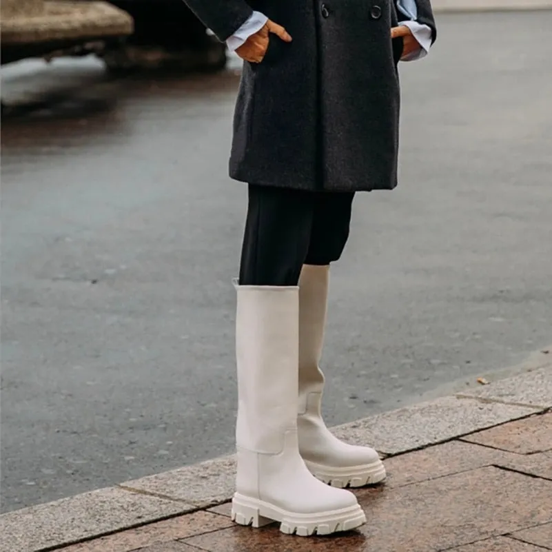 Design Platform Riding Boots Thick Heel Ladies Boots