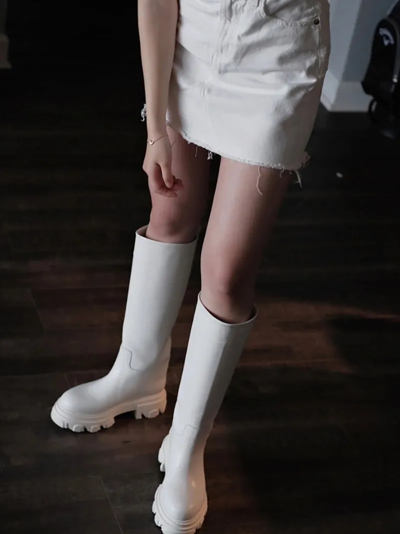 Design Platform Riding Boots Thick Heel Ladies Boots