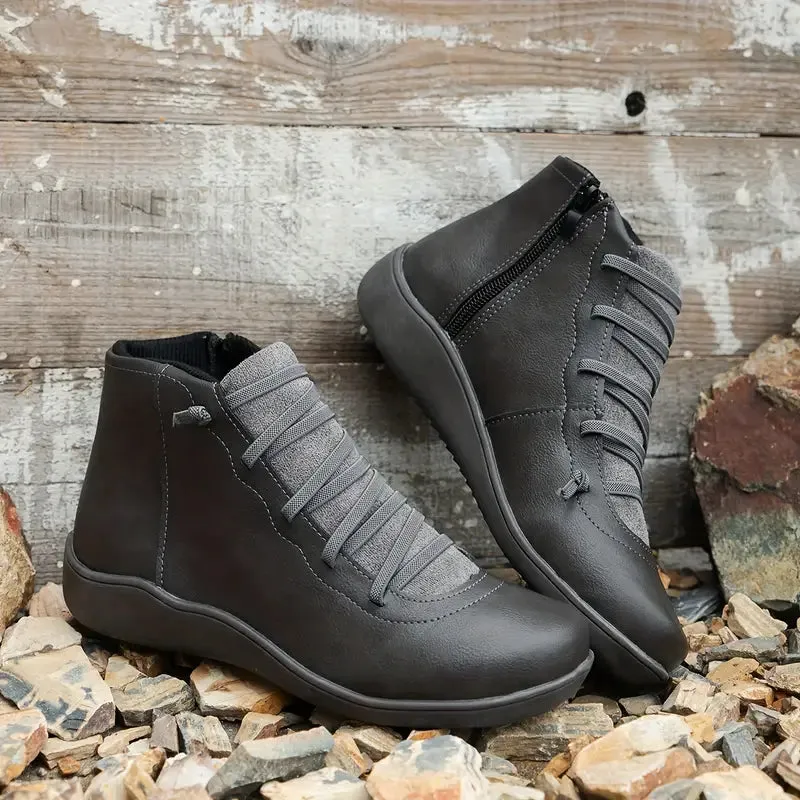 Diana - High Orthopedic Shoes with Side Zipper for Women