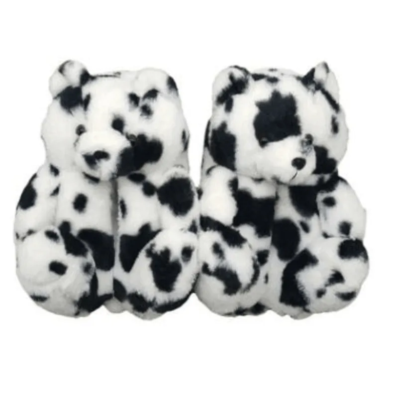 Dotted Teddy Bear Slippers – Fluffy and Warm for Winter