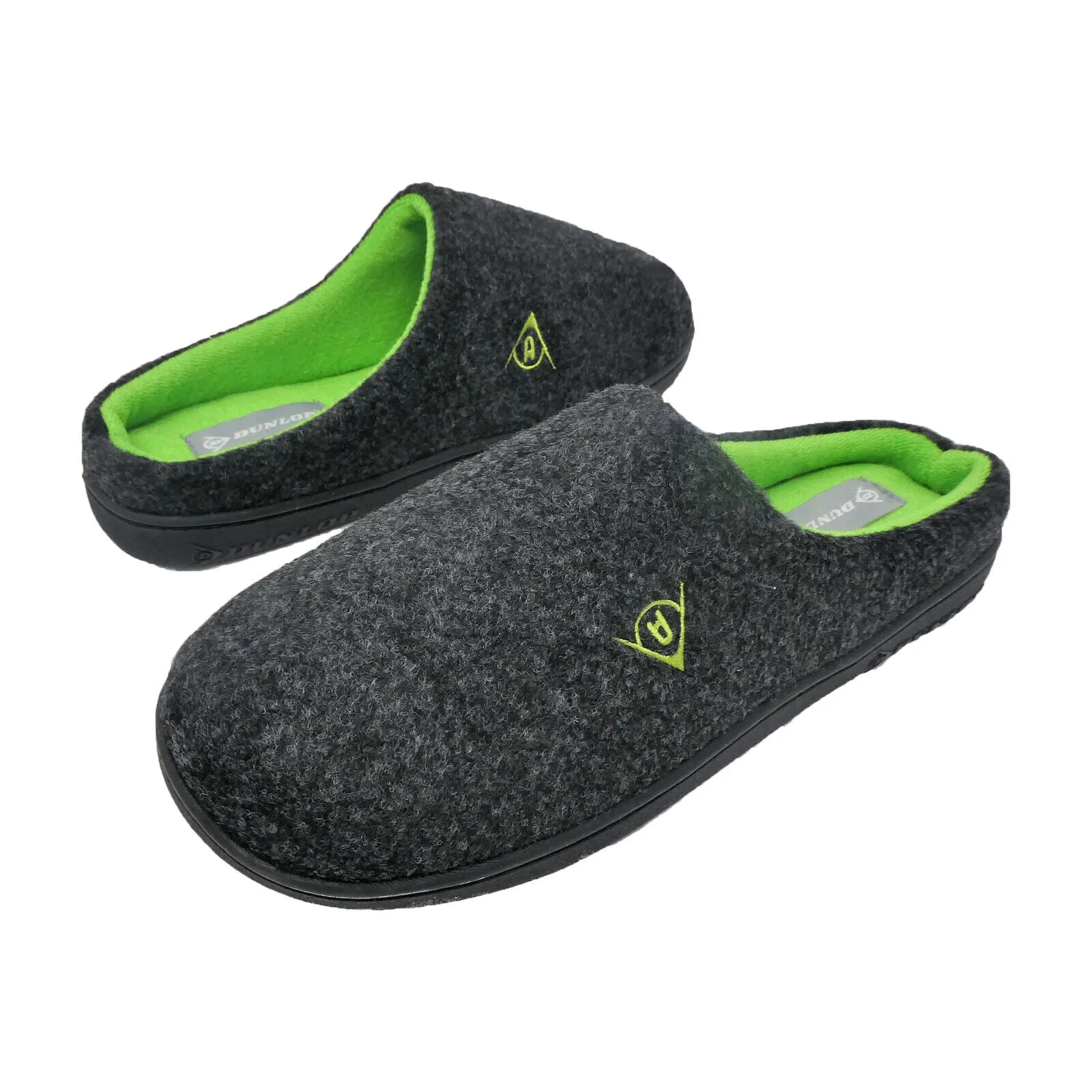 Dunlop Mens Two-Tone Plush Lined Memory Foam Mule Slip On House Warm Slippers