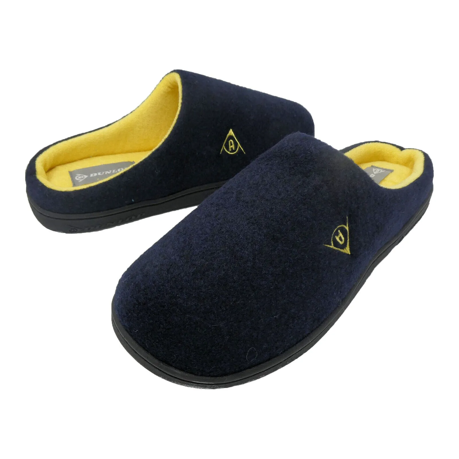 Dunlop Mens Two-Tone Plush Lined Memory Foam Mule Slip On House Warm Slippers
