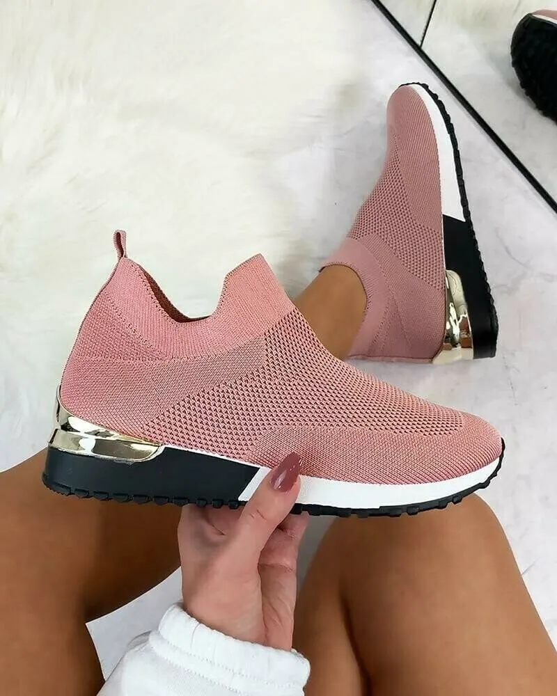 Elegant elastic slip-on flat shoes