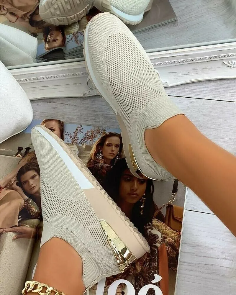 Elegant elastic slip-on flat shoes