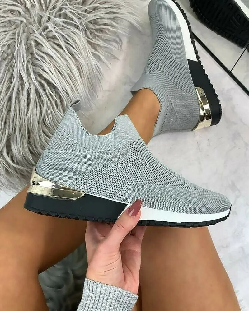 Elegant elastic slip-on flat shoes