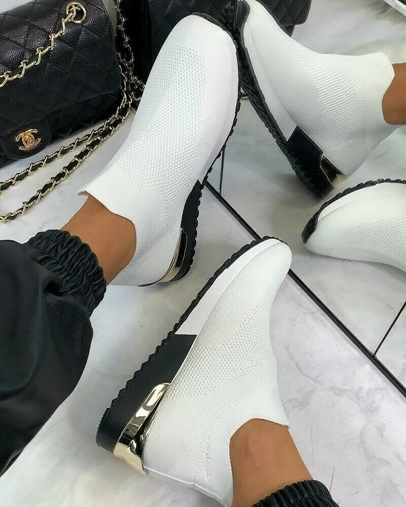 Elegant elastic slip-on flat shoes