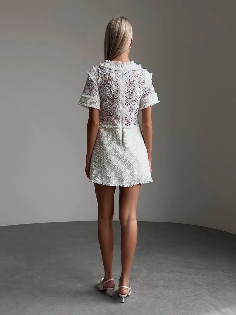 Elegant White Lace Mini Dress