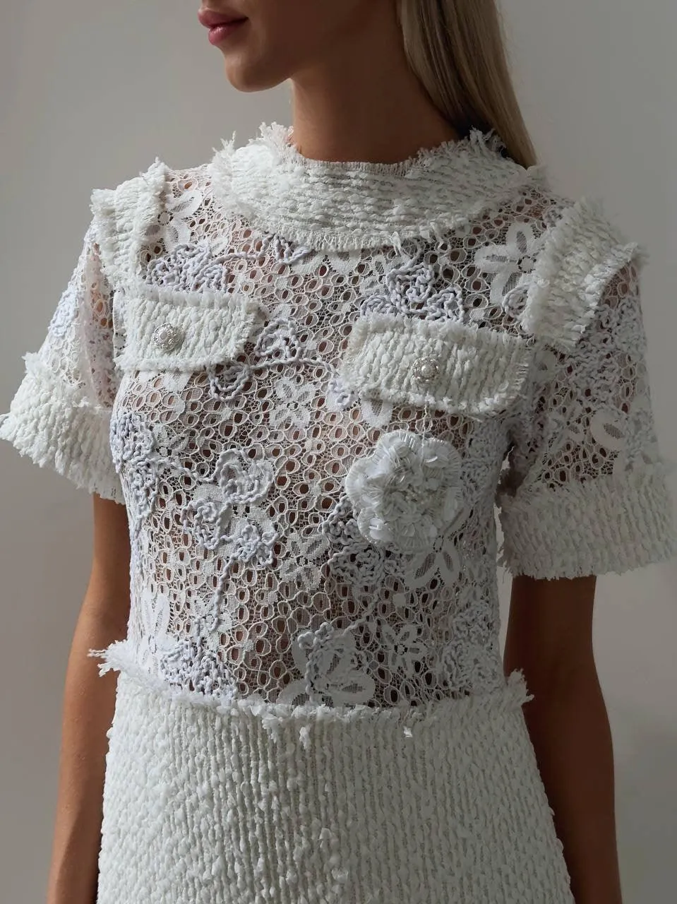 Elegant White Lace Mini Dress