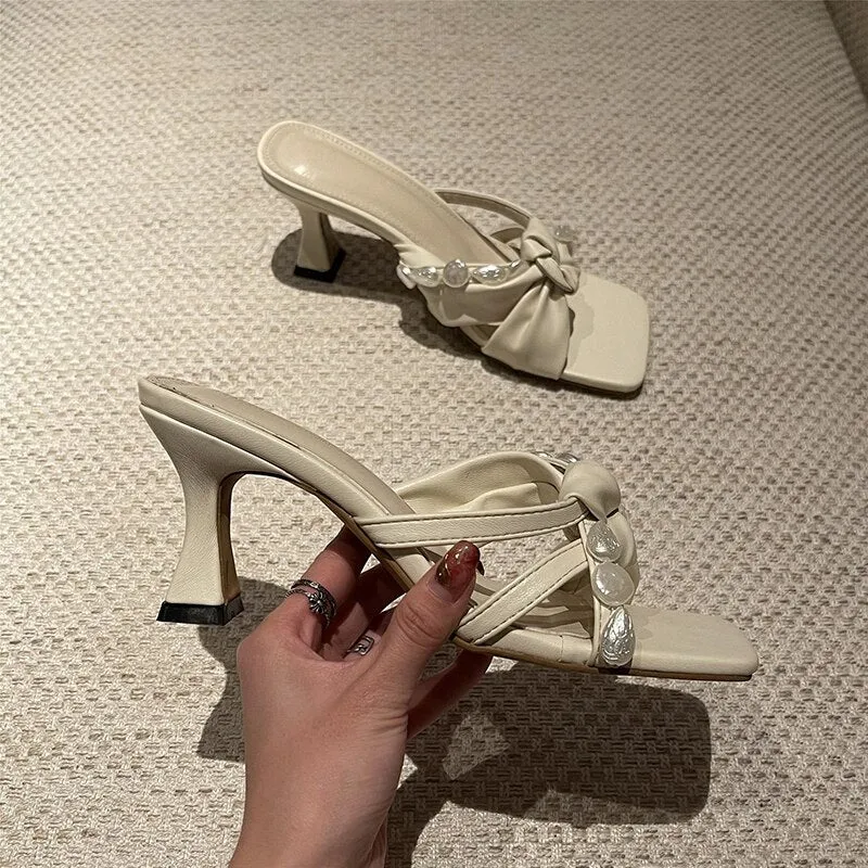 Elegant Women Sandals Slippers Open Toe High Heels